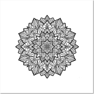 Ornamental Flower Line Art Mandala Posters and Art